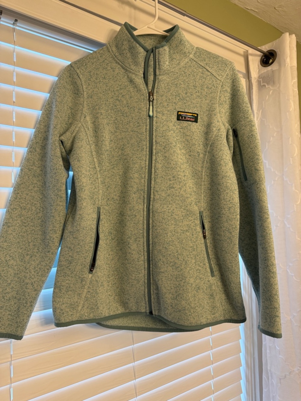 L.L. Bean Seafoam Green Heathered Full-Zip Fleece Jacket